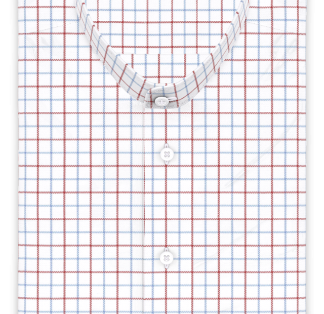 Royal Oxford Rot-Blau Freizeithemd Kurzarm – Vorlagenbild