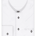 Half-twist stretch white traditional shirt with strap for fastening the sleeve – Preview 1