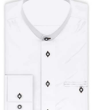 Halbzwirn Stretch Weiß Trachtenhemd  Riegel zum Festbinden des Ärmels