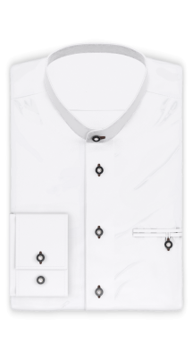 Halbzwirn Stretch Weiß Trachtenhemd  Riegel zum Festbinden des Ärmels