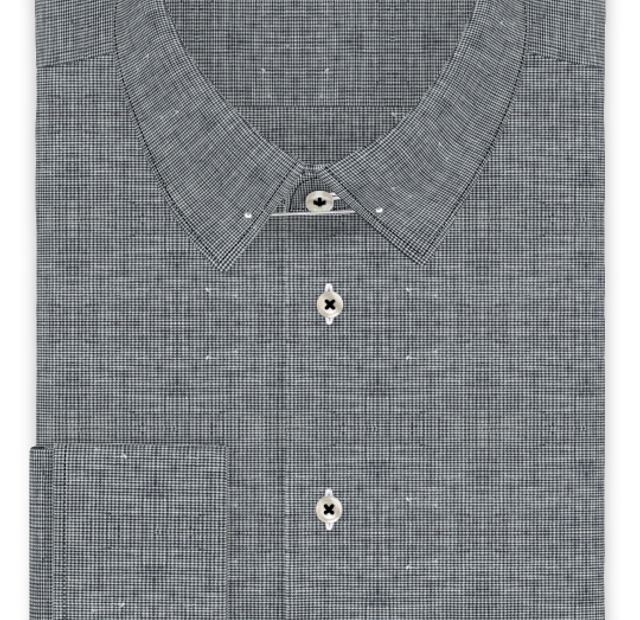 Linen black pepita formal shirt – Template image