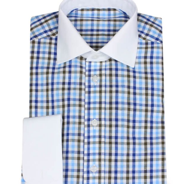 Leinenhemd kariert mit Winchesterkragen – Vorlagenbild