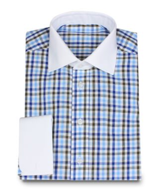 Linen Shirt with Checks and Winchester Collar
