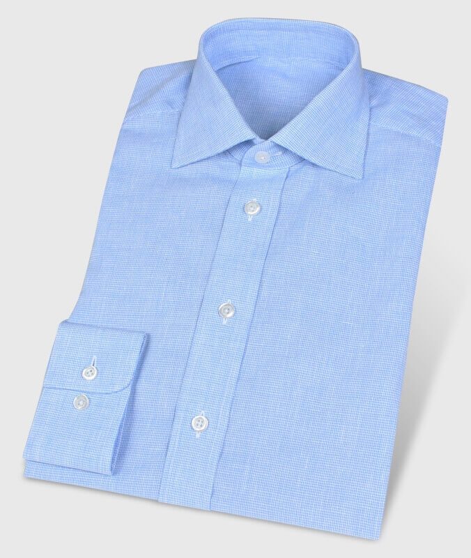 Pepita-Hemd Leinen Blau