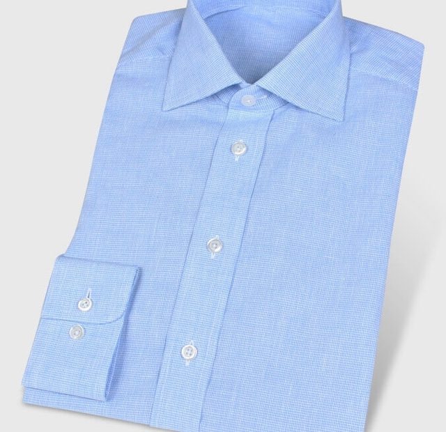 Pepita-Hemd Leinen Blau – Vorlagenbild