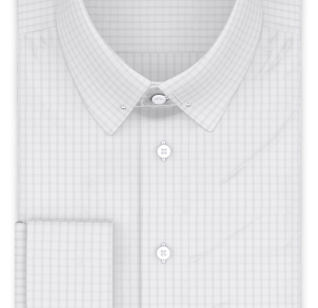 Full-twist white checkered formal shirt – Template image