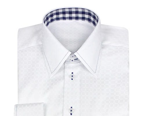 Stylish White Custom Made Shirt with Fine Pattern