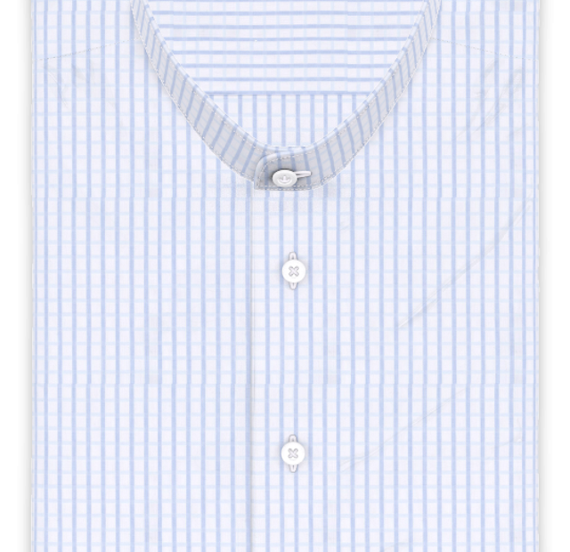 Full-twist light blue checkered casual shirt short-sleeve – Template image