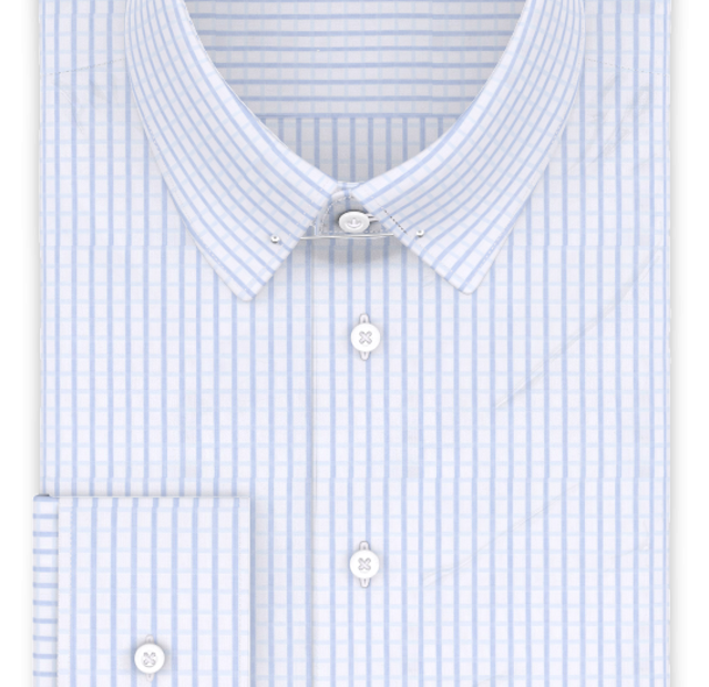 Full-twist light blue checkered formal shirt – Template image