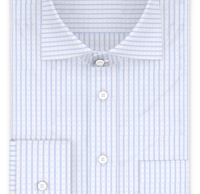 Full-twist light blue checkered business shirt – Template image