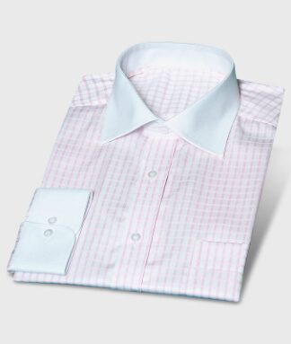 2-ply Pink Checkered Oxford White