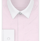 Full-twist pink checkered business shirt with white collar – Preview 1