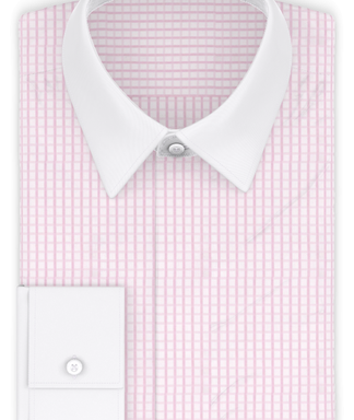 Vollzwirn Rosa kariert Businesshemd weißer Kragen