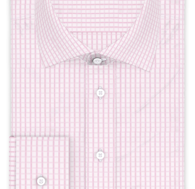 Full-twist pink checkered casual shirt – Template image