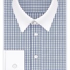 Full-twist dark blue checkered business shirt – Preview 1