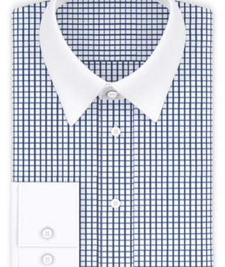 Vollzwirn Dunkelblau kariert Businesshemd