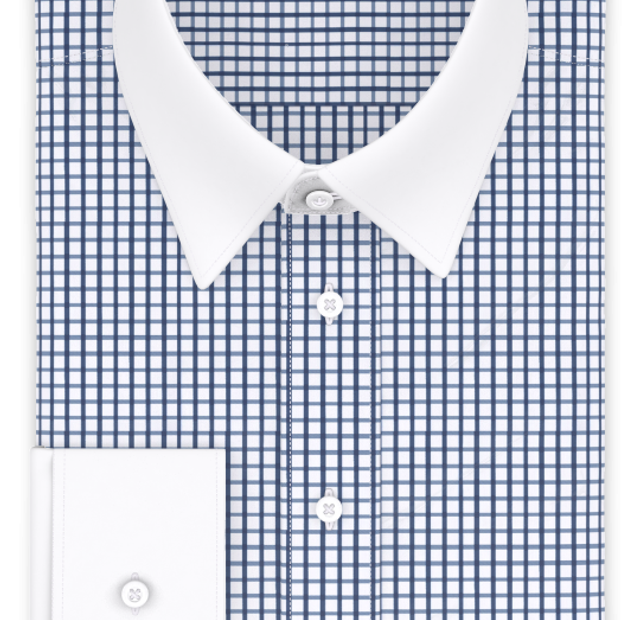 Full-twist dark blue checkered business shirt – Template image