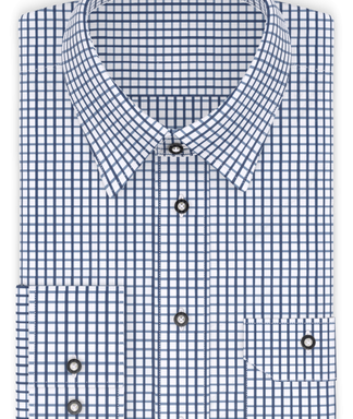 Vollzwirn Dunkelblau kariert Trachtenhemd