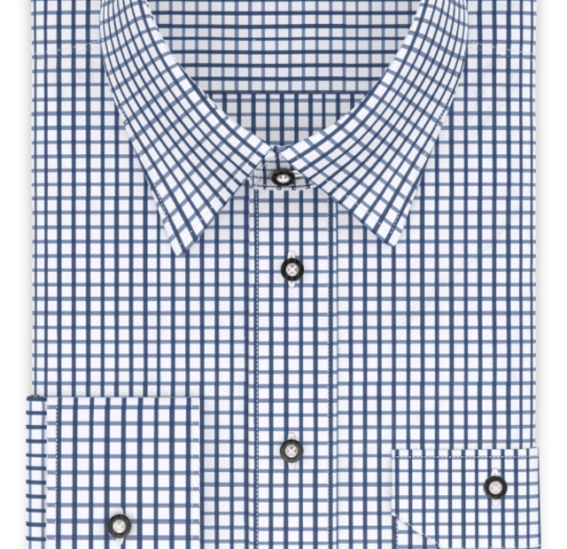 Full-twist dark blue checkered traditional shirt – Template image