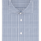 Full-twist dark blue checkered casual shirt – Preview 1