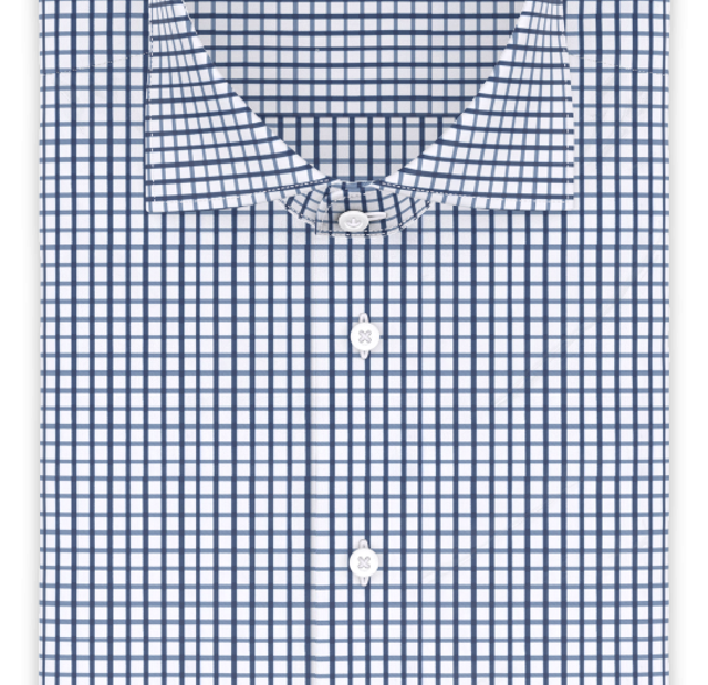 Full-twist dark blue checkered casual shirt – Template image