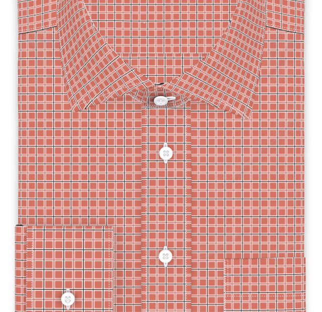 Rust red black double checkered casual shirt – Template image
