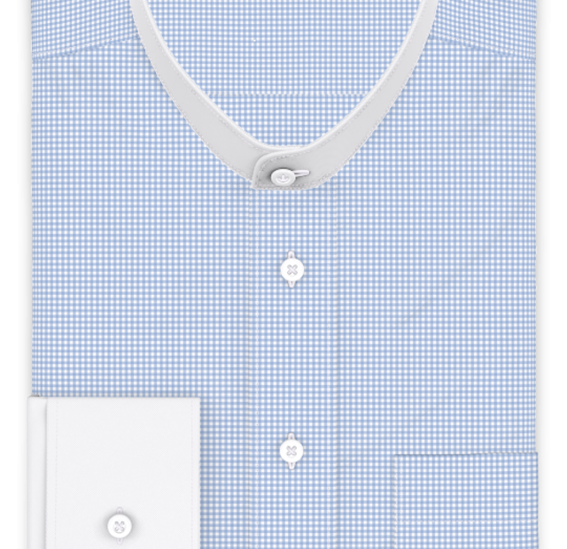 Mini Vichy checkered light blue business shirt – Template image