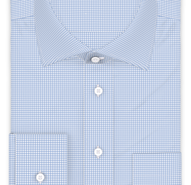Mini Vichy checkered light blue casual shirt – Template image