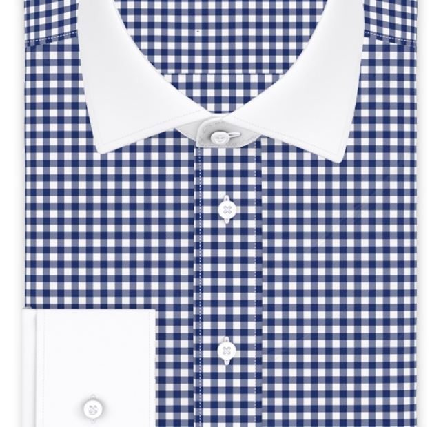 Vichykaro Dunkelblau Businesshemd – Vorlagenbild