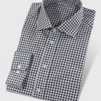Checkered Shirt White Grey with Cutaway Collar – Preview 1