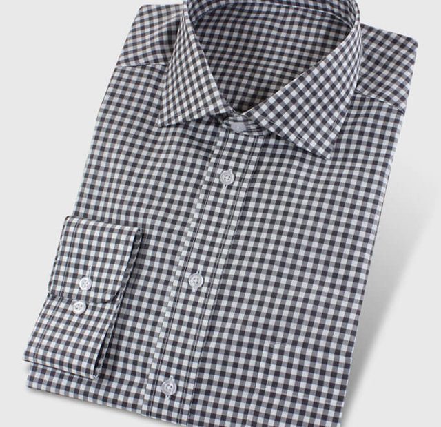 Checkered Shirt White Grey with Cutaway Collar – Template image
