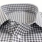 Checkered Shirt White Grey with Cutaway Collar – Preview 5