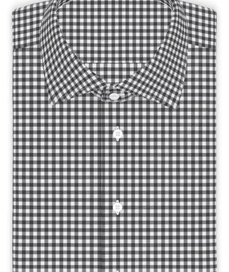 Vichykaro Dunkelgrau Kurarmhemd