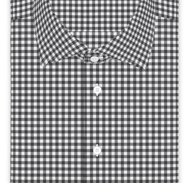 Vichykaro Dunkelgrau Kurarmhemd – Vorlagenbild