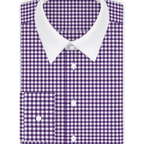 Vichy checkered purple business shirt with white contrast – Preview 1
