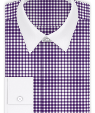 Vichykaro Violett Businesshemd mit weißem Kragen