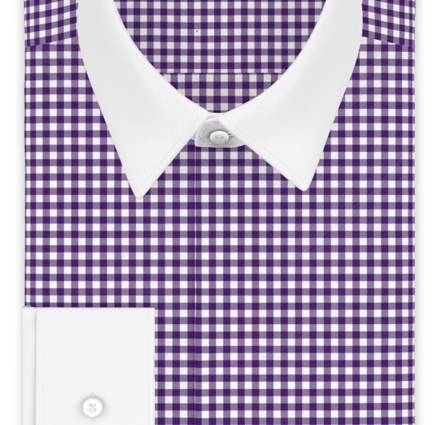 Vichykaro Violett Businesshemd mit weißem Kragen – Vorlagenbild