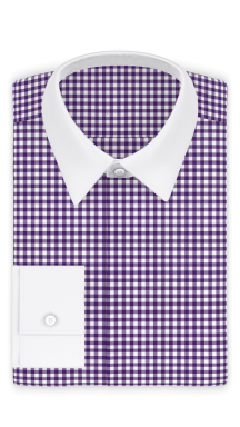 Vichykaro Violett Businesshemd mit weißem Kragen