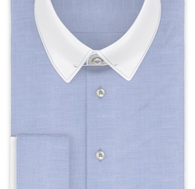 Full-twist twill blue formal shirt – Template image