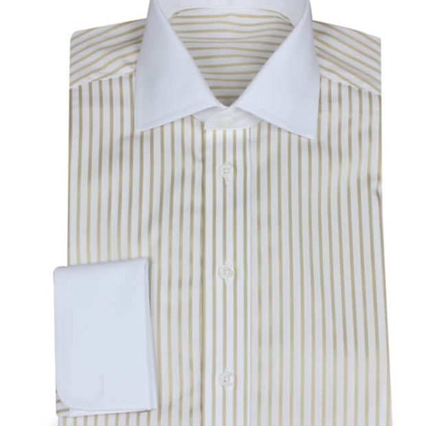 Edles Hemd in Streifenoptik mit Winchesterkragen – Vorlagenbild