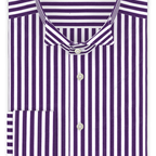 Wing collar shirt half-twist Roman stripe dark purple formal shirt – Preview 1