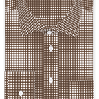 Full-twist dark brown checkered casual shirt – Preview 1