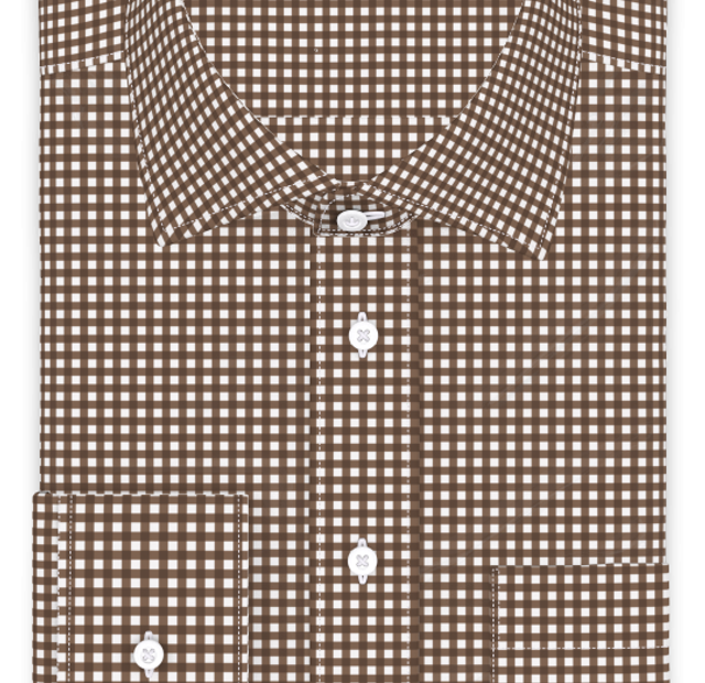 Full-twist dark brown checkered casual shirt – Template image