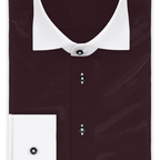 Full-twist twill burgundy business shirt with white collar – Preview 1