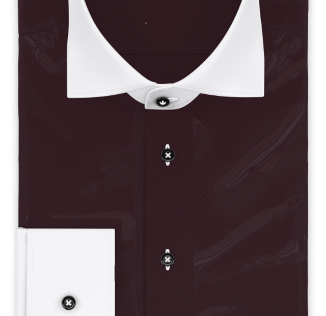 Full-twist twill burgundy business shirt with white collar – Template image