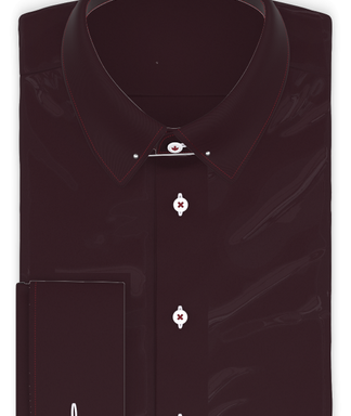 Vollzwirn Twill Bordeauxrot Festliches Hemd