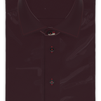 Short-sleeved full-twist twill burgundy casual shirt – Preview 1