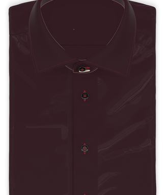 Kurzärmeliges Vollzwirn Twill Bordeauxrot Freizeithemd