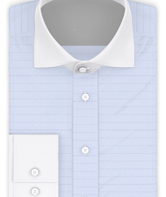 Weiß Hellblau Dunkelblau kariert Businesshemd