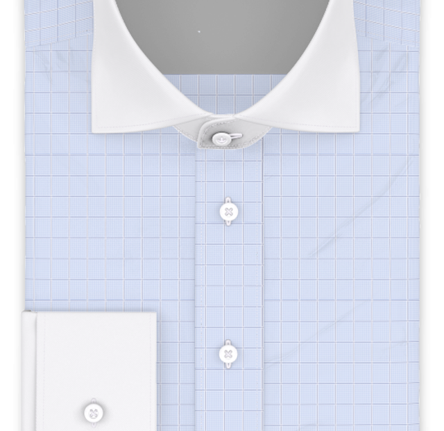 White light blue dark blue checkered business shirt – Template image